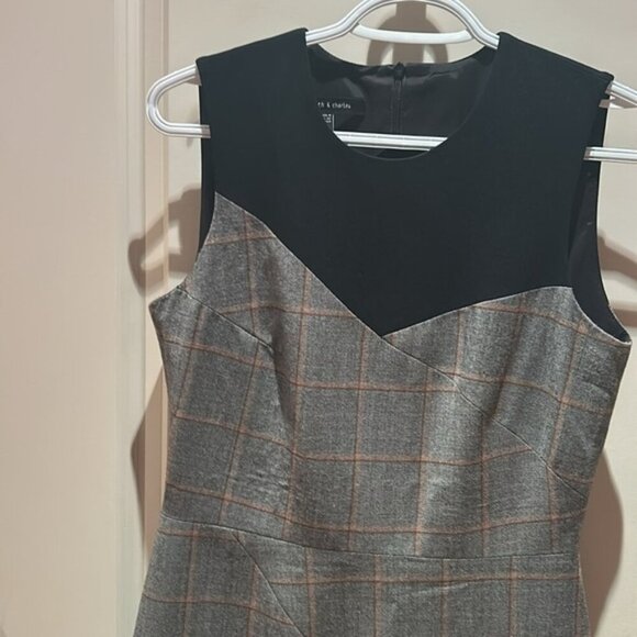 JUDITH & Charles wool blend sleeveless Color block sheath dress 6 made in Canada - Picture 8 of 11